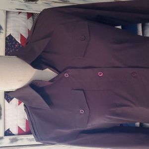 NY & Co Stretch Chocolate Brown Long Sleeve Button Down Blouse Small